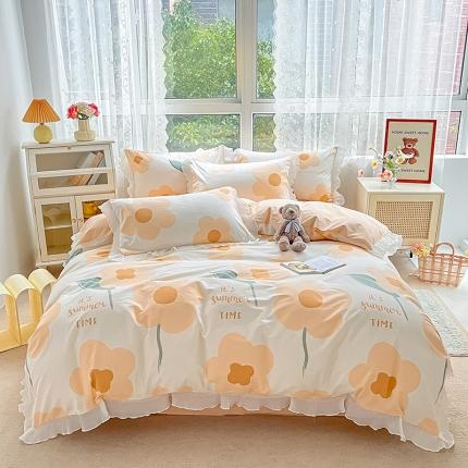 91家纺网 家纺一手货源 找家纺 琪格格纺织 2022新款纯棉荷叶边四件套 荷叶边-微雨