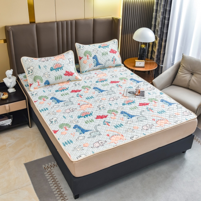 91家纺网 家纺一手货源 找家纺 锦罗绣 2024新款水洗乳胶凉席床单凉席夏被四件套 动物世界