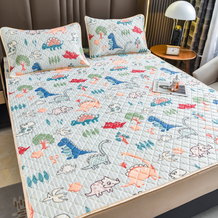 91家纺网 家纺一手货源 找家纺 锦罗绣 2024新款水洗乳胶凉席床单凉席夏被四件套 动物世界