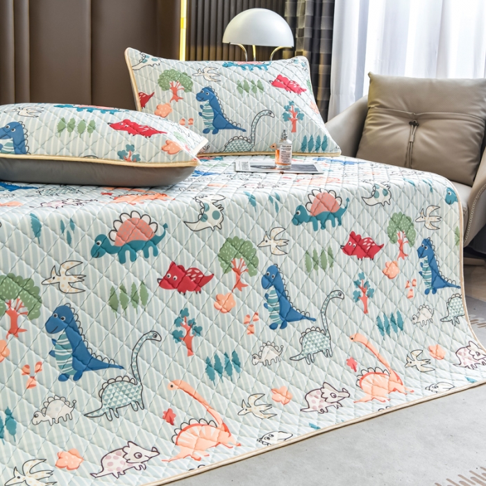 91家纺网 家纺一手货源 找家纺 锦罗绣 2024新款水洗乳胶凉席床单凉席夏被四件套 动物世界