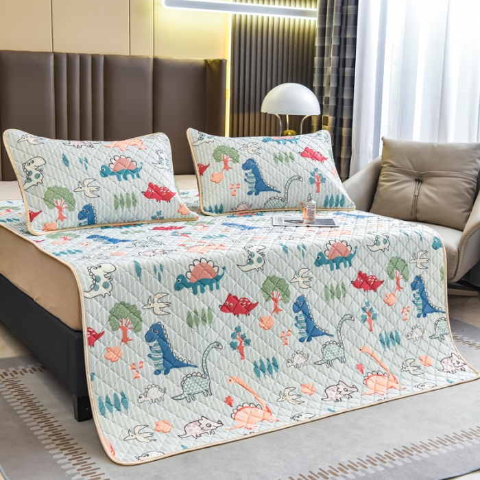 91家纺网 家纺一手货源 找家纺 锦罗绣 2024新款水洗乳胶凉席床单凉席夏被四件套 动物世界