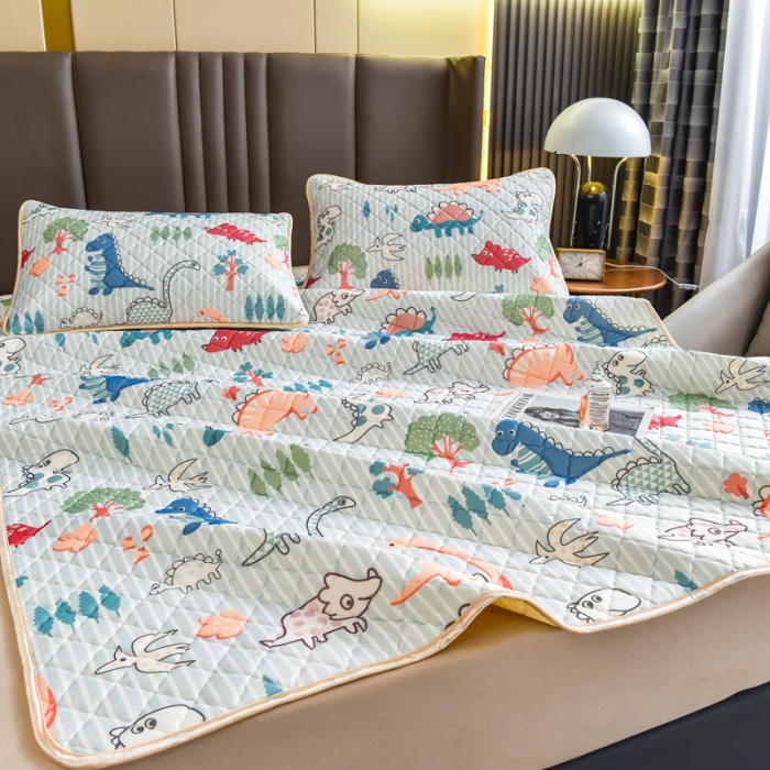 91家纺网 家纺一手货源 找家纺 锦罗绣 2024新款水洗乳胶凉席床单凉席夏被四件套 动物世界