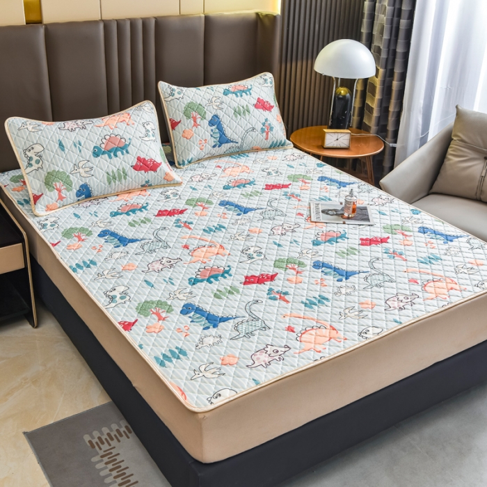 91家纺网 家纺一手货源 找家纺 锦罗绣 2024新款水洗乳胶凉席床单凉席夏被四件套 动物世界