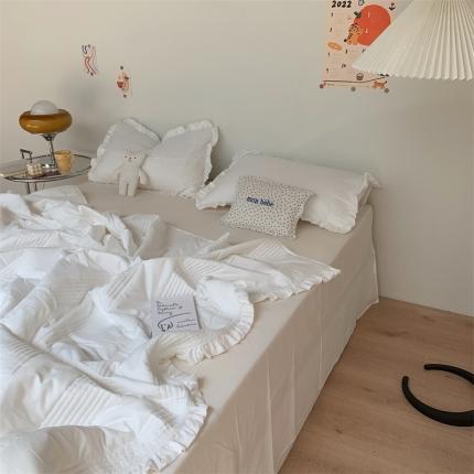 91家纺网 家纺一手货源 找家纺 六巷胡同 2022新款ins风水洗纱夏被四件套-实拍 牛乳白