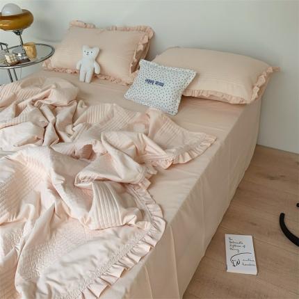 91家纺网 家纺一手货源 找家纺 六巷胡同 2022新款ins风水洗纱夏被四件套-实拍 软糖粉