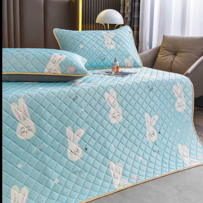 91家纺网 家纺一手货源 找家纺 锦罗绣 2024新款水洗乳胶凉席床单凉席夏被四件套 乖乖兔