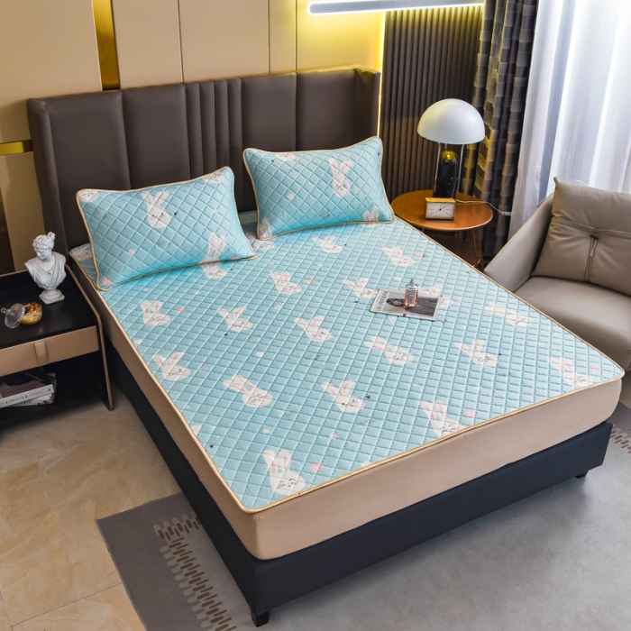 91家纺网 家纺一手货源 找家纺 锦罗绣 2024新款水洗乳胶凉席床单凉席夏被四件套 乖乖兔