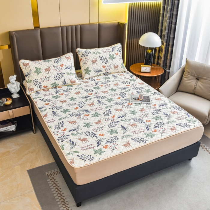 91家纺网 家纺一手货源 找家纺 锦罗绣 2024新款水洗乳胶凉席床单凉席夏被四件套 林深麋鹿