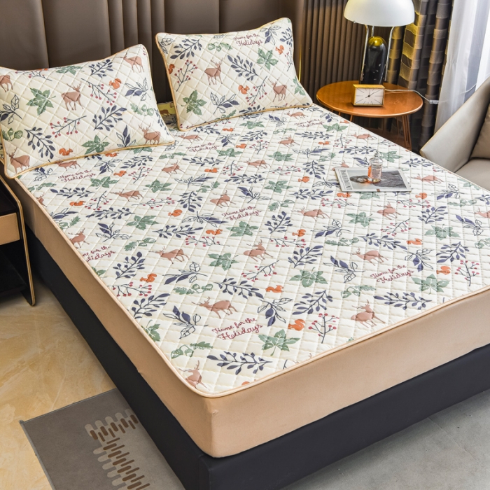 91家纺网 家纺一手货源 找家纺 锦罗绣 2024新款水洗乳胶凉席床单凉席夏被四件套 林深麋鹿