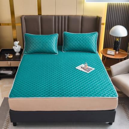 锦罗绣 2024新款水洗乳胶凉席床单凉席夏被四件套 墨绿色