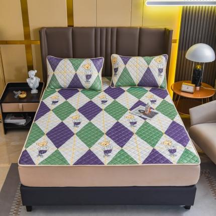 锦罗绣 2024新款水洗乳胶凉席床单凉席夏被四件套 绅士小熊