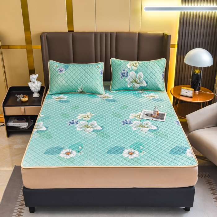 91家纺网 家纺一手货源 找家纺 锦罗绣 2024新款水洗乳胶凉席床单凉席夏被四件套 夏日花开