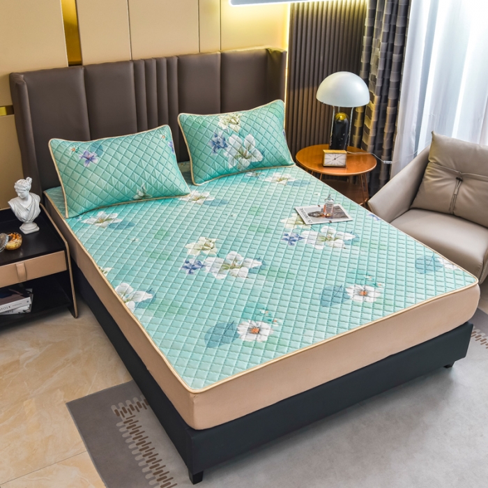 91家纺网 家纺一手货源 找家纺 锦罗绣 2024新款水洗乳胶凉席床单凉席夏被四件套 夏日花开