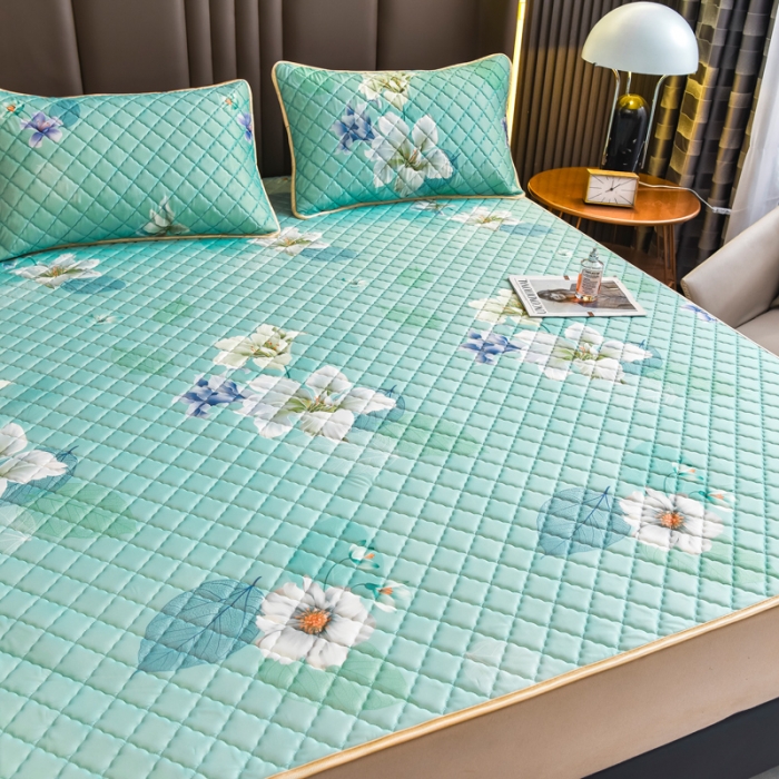 91家纺网 家纺一手货源 找家纺 锦罗绣 2024新款水洗乳胶凉席床单凉席夏被四件套 夏日花开