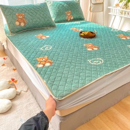 91家纺网 家纺一手货源 找家纺 锦罗绣 2024新款水洗乳胶凉席床笠凉席夏被四件套 萌萌熊