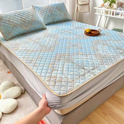 91家纺网 家纺一手货源 找家纺 锦罗绣 2024新款水洗乳胶凉席床笠凉席夏被四件套 梦中憧憬