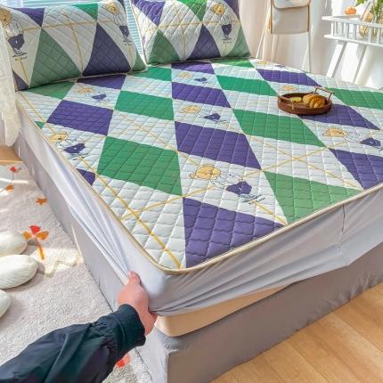 91家纺网 家纺一手货源 找家纺 锦罗绣 2024新款水洗乳胶凉席床笠凉席夏被四件套 绅士小熊