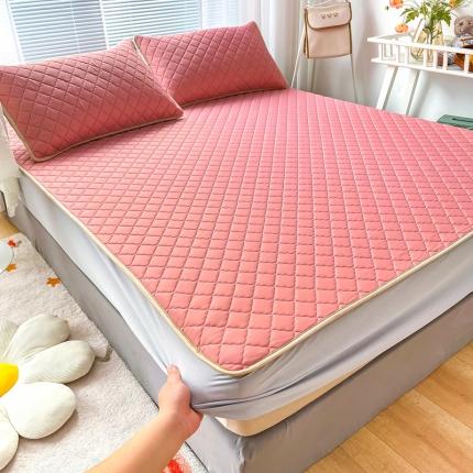 锦罗绣 2024新款水洗乳胶凉席床笠凉席夏被四件套 豆沙粉