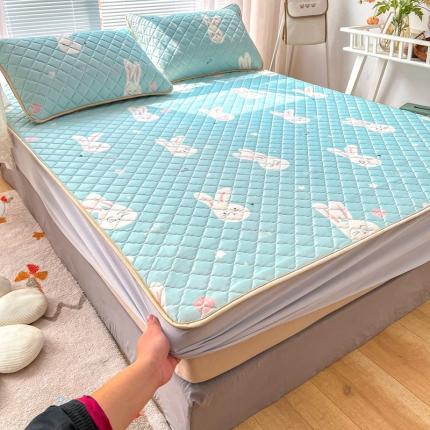 锦罗绣 2024新款水洗乳胶凉席床笠凉席夏被四件套 乖乖兔