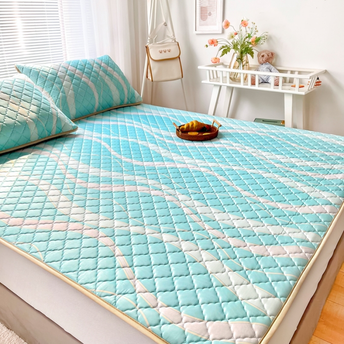 91家纺网 家纺一手货源 找家纺 锦罗绣 2024新款水洗乳胶凉席床笠凉席夏被四件套 流金岁月