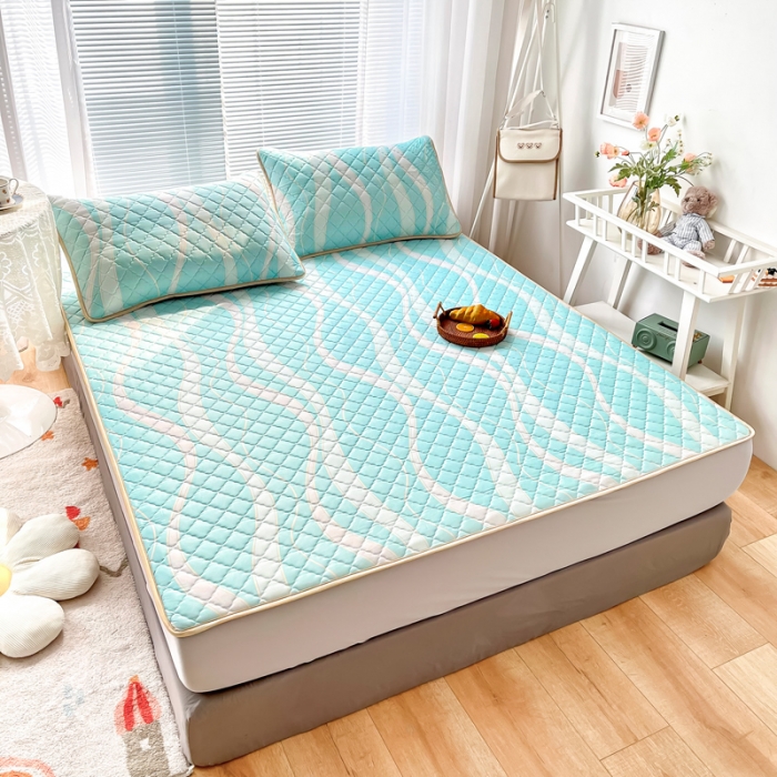 91家纺网 家纺一手货源 找家纺 锦罗绣 2024新款水洗乳胶凉席床笠凉席夏被四件套 流金岁月