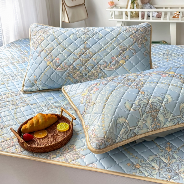 91家纺网 家纺一手货源 找家纺 锦罗绣 2024新款水洗乳胶凉席床笠凉席夏被四件套 梦中憧憬