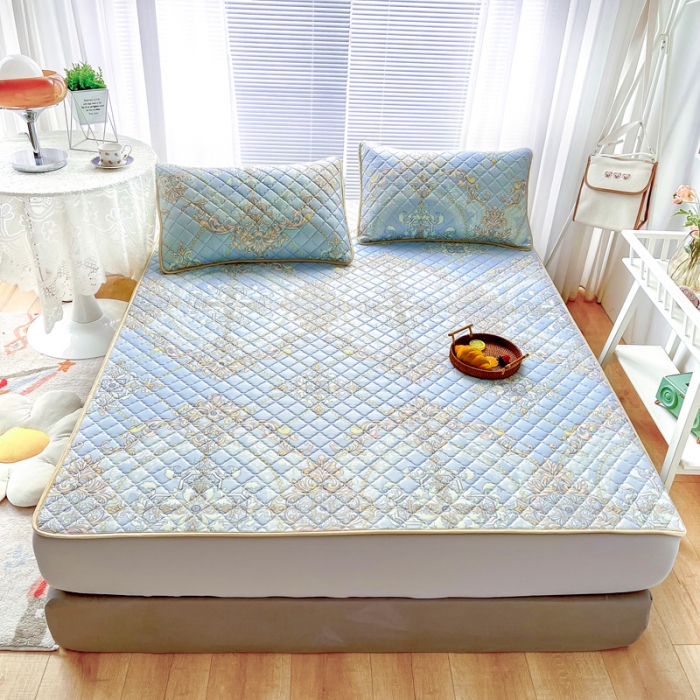 91家纺网 家纺一手货源 找家纺 锦罗绣 2024新款水洗乳胶凉席床笠凉席夏被四件套 梦中憧憬