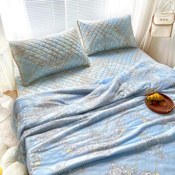 91家纺网 家纺一手货源 找家纺 锦罗绣 2024新款水洗乳胶凉席床笠凉席夏被四件套 梦中憧憬
