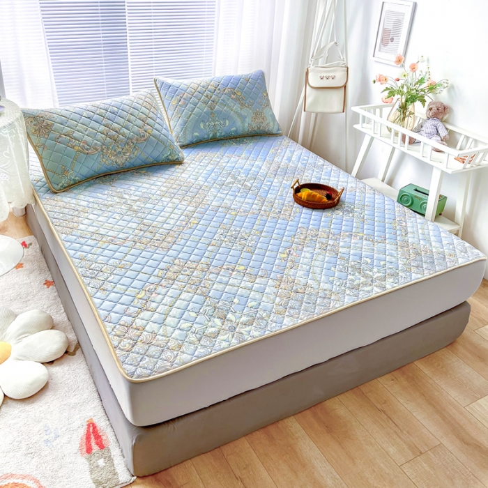 91家纺网 家纺一手货源 找家纺 锦罗绣 2024新款水洗乳胶凉席床笠凉席夏被四件套 梦中憧憬