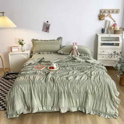 91家纺网 家纺一手货源 找家纺 （总）仟网汇 2022新款雪纺边泡泡纱夏被四件套