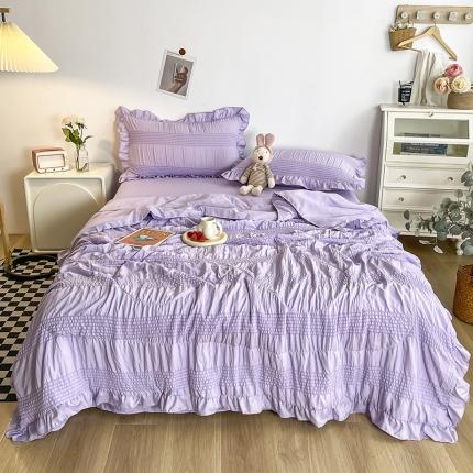 91家纺网 家纺一手货源 找家纺 （总）仟网汇 2022新款雪纺边泡泡纱夏被四件套