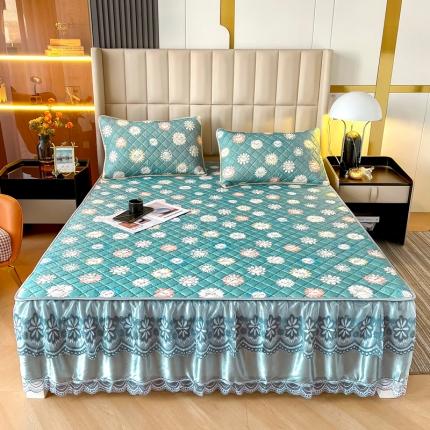 91家纺网 家纺一手货源 找家纺 （总）锦罗绣 2024新款水洗乳胶凉席床裙凉席夏被四件套