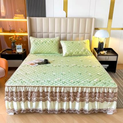 91家纺网 家纺一手货源 找家纺 （总）锦罗绣 2024新款水洗乳胶凉席床裙凉席夏被四件套