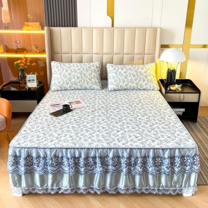 锦罗绣 2024新款水洗乳胶凉席床裙凉席夏被四件套 午后时光