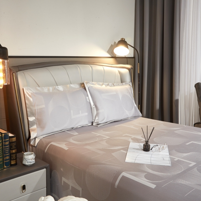 91家纺网 家纺一手货源 找家纺 威克凯丽2023新款重磅七彩大提花纯竹纤维软凉席三件套 彼得