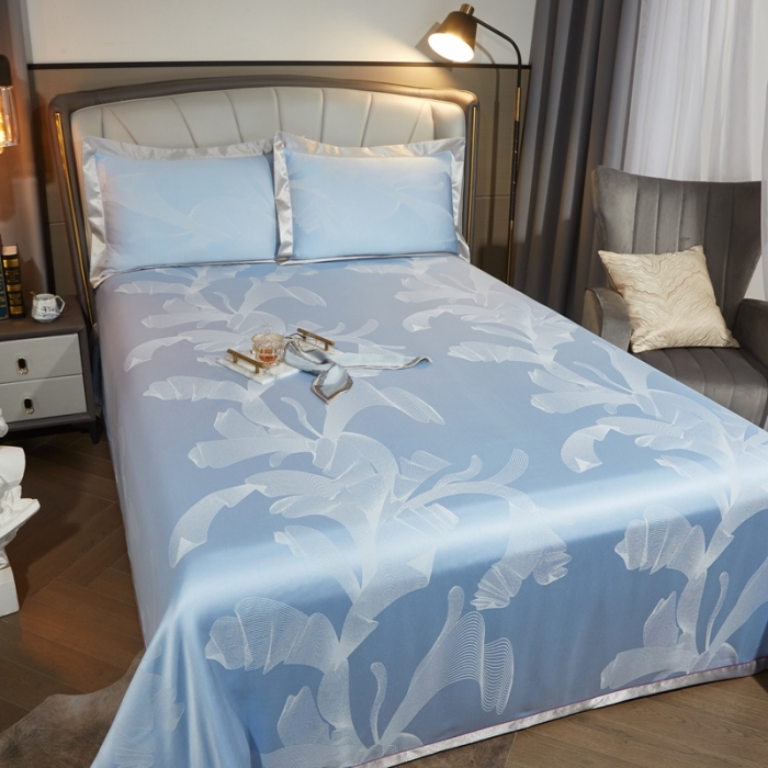 91家纺网 家纺一手货源 找家纺 威克凯丽2022新款七彩大提花纯竹纤维软凉席三件套 贵族品味