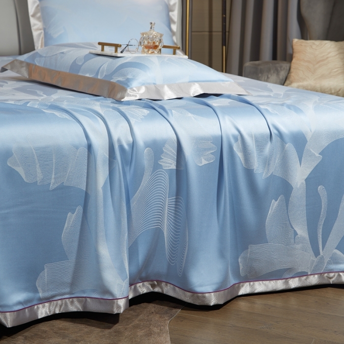 91家纺网 家纺一手货源 找家纺 威克凯丽2022新款七彩大提花纯竹纤维软凉席三件套 贵族品味