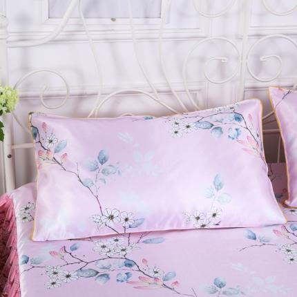 91家纺网 家纺一手货源 找家纺 情恒 2025新款冰丝布艺单枕套 春暖花开-粉(48x74cm一对)