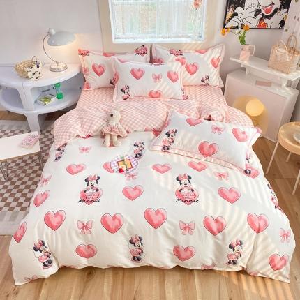 91家纺网 家纺一手货源 找家纺 眠博士 2022新款全棉13372迪士尼印花四件套 爱心米妮