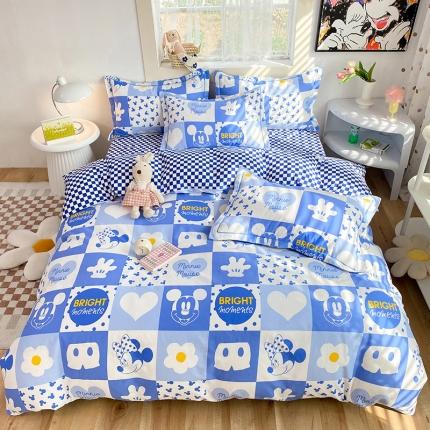 91家纺网 家纺一手货源 找家纺 眠博士 2022新款全棉13372迪士尼印花四件套 蓝色米妮