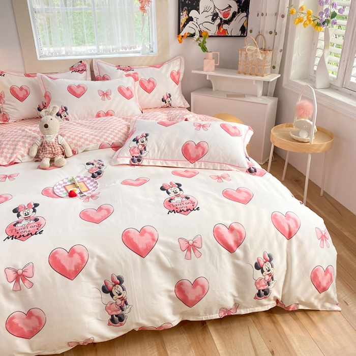 91家纺网 家纺一手货源 找家纺 眠博士 2022新款全棉13372迪士尼印花四件套 爱心米妮