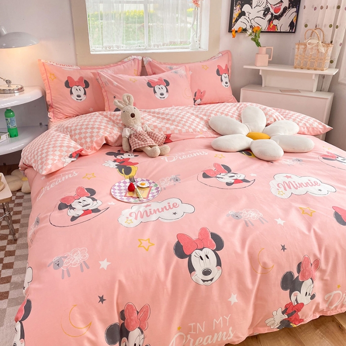 91家纺网 家纺一手货源 找家纺 眠博士 2022新款全棉13372迪士尼印花四件套 可爱米妮