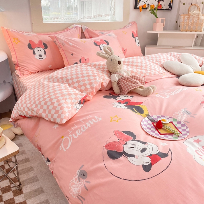 91家纺网 家纺一手货源 找家纺 眠博士 2022新款全棉13372迪士尼印花四件套 可爱米妮