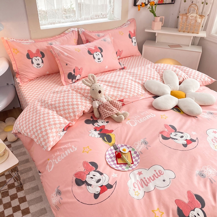 91家纺网 家纺一手货源 找家纺 眠博士 2022新款全棉13372迪士尼印花四件套 可爱米妮