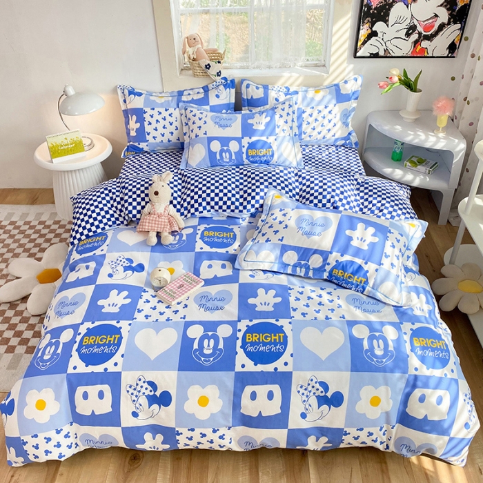 91家纺网 家纺一手货源 找家纺 眠博士 2022新款全棉13372迪士尼印花四件套 蓝色米妮