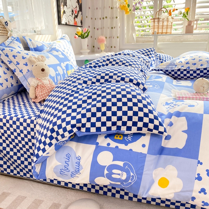 91家纺网 家纺一手货源 找家纺 眠博士 2022新款全棉13372迪士尼印花四件套 蓝色米妮