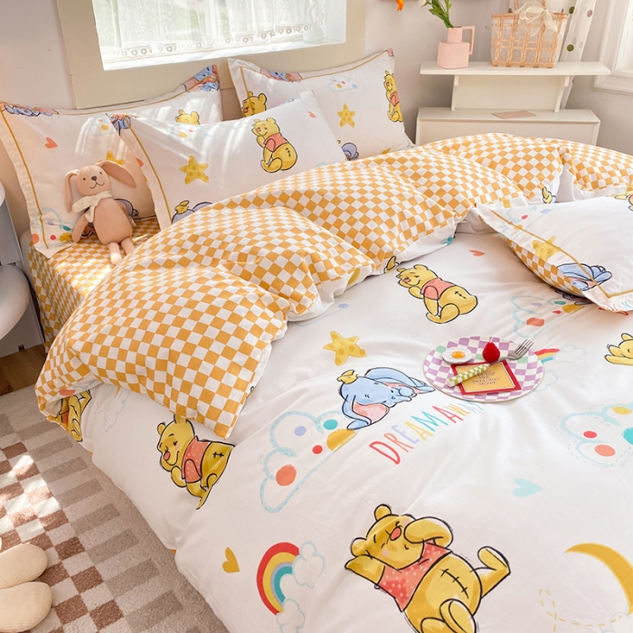 91家纺网 家纺一手货源 找家纺 眠博士 2022新款全棉13372迪士尼印花四件套 小飞象