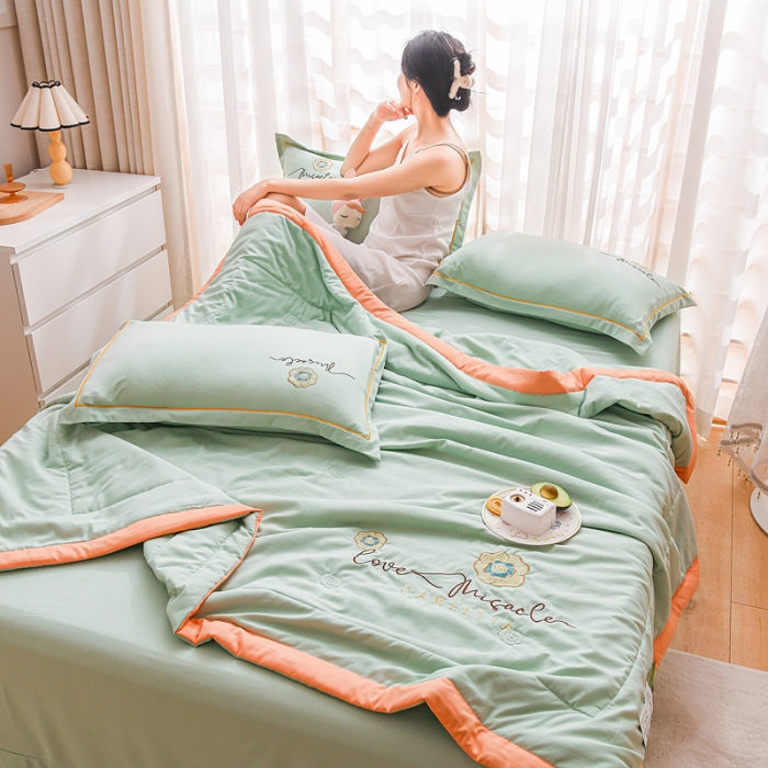 91家纺网 家纺一手货源 找家纺 （总）【苏东来】2025刺绣山茶花香单夏被四件套天丝莫代尔泡泡纱磨毛小竺棉夏凉被子空调被子	