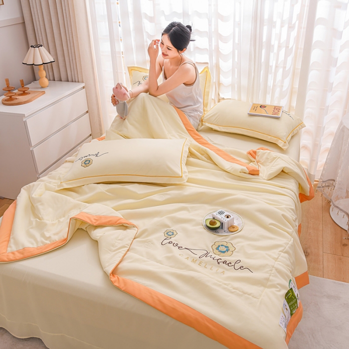 91家纺网 家纺一手货源 找家纺 （总）【苏东来】2025刺绣山茶花香单夏被四件套天丝莫代尔泡泡纱磨毛小竺棉夏凉被子空调被子	