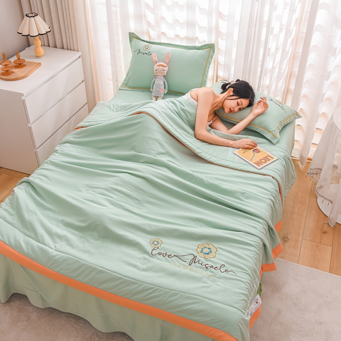 91家纺网 家纺一手货源 找家纺 （总）【苏东来】2025刺绣山茶花香单夏被四件套天丝莫代尔泡泡纱磨毛小竺棉夏凉被子空调被子	